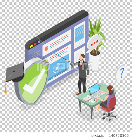 3D Isometric Flat  Illustration of Cyber Hygiene, Educating On Cybersecurity 140738506