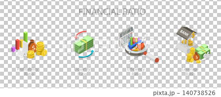 3D Isometric Flat Illustration of Financial Ratio, Analyzing Financial Health Of Companies Through Accounting Ratios From Past And Current Statements 3D Isometric Flat Illustration of Financial Ratio, Analyzing Financial Health Of Companies Through Accounting Ratios From Past And Current Statements 140738526
