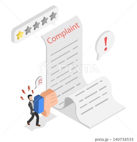3D Isometric Flat Illustration of Complaint Concept, Form For Lodging Complaints With The Organization 3D Isometric Flat Illustration of Complaint Concept, Form For Lodging Complaints With The Organization 140738535