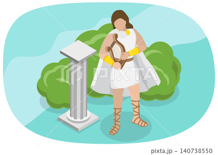 3D Isometric Flat Illustration of Apollo, Greek God Of Music, Truth, Healing, Sun, Plague, And Poetry 3D Isometric Flat Illustration of Apollo, Greek God Of Music, Truth, Healing, Sun, Plague, And Poetry 140738550