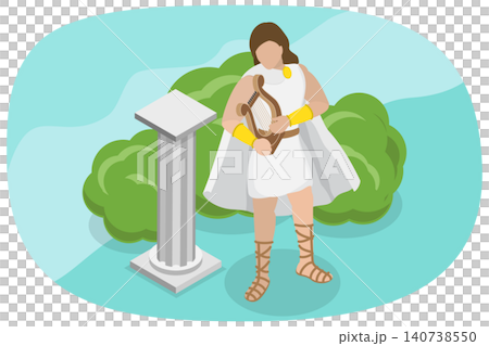 3D Isometric Flat Illustration of Apollo, Greek God Of Music, Truth, Healing, Sun, Plague, And Poetry 3D Isometric Flat Illustration of Apollo, Greek God Of Music, Truth, Healing, Sun, Plague, And Poetry 140738550