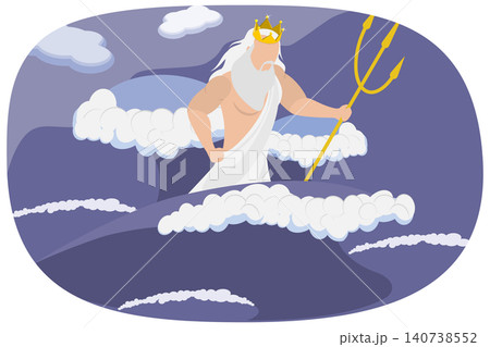 3D Isometric Flat Illustration of Poseidon, Greek God, Deity Of Sea, Storms, Earthquakes, Horses 3D Isometric Flat Illustration of Poseidon, Greek God, Deity Of Sea, Storms, Earthquakes, Horses 140738552