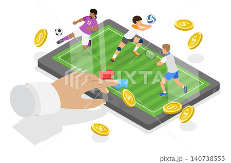 3D Isometric Flat Illustration of Sports Betting, Gambling Games Popular Among People 3D Isometric Flat Illustration of Sports Betting, Gambling Games Popular Among People 140738553