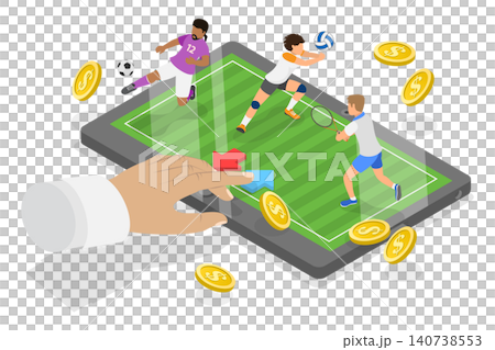 3D Isometric Flat Illustration of Sports Betting, Gambling Games Popular Among People 3D Isometric Flat Illustration of Sports Betting, Gambling Games Popular Among People 140738553