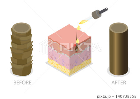 3D Isometric Flat Illustration of Hair Repair, Treatment and Care 3D Isometric Flat Illustration of Hair Repair, Treatment and Care 140738558
