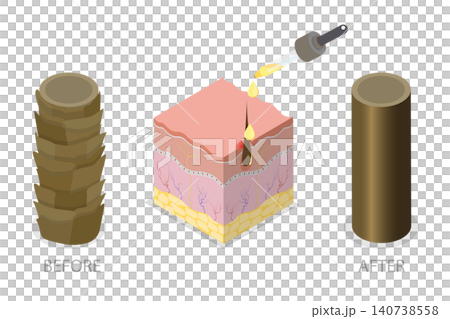 3D Isometric Flat Illustration of Hair Repair, Treatment and Care 3D Isometric Flat Illustration of Hair Repair, Treatment and Care 140738558