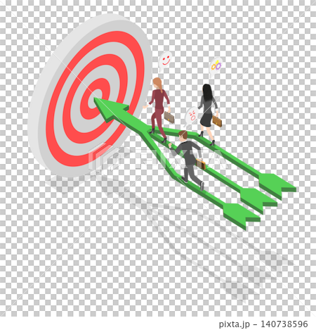 3D Isometric Flat Illustration of Different Paths Same Target, Business Team Running Towards Success By Aligning Goals And Merging Paths Into One Arrow 3D Isometric Flat Illustration of Different Paths Same Target, Business Team Running Towards Success By Aligning Goals And Merging Paths Into One Arrow 140738596