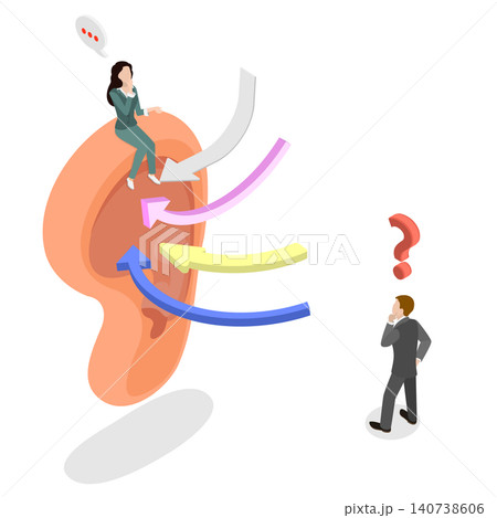3D Isometric Flat Illustration of Attentive Listening, Focusing On What Others Are Saying 3D Isometric Flat Illustration of Attentive Listening, Focusing On What Others Are Saying 140738606