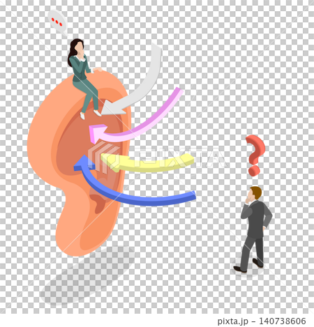 3D Isometric Flat Illustration of Attentive Listening, Focusing On What Others Are Saying 3D Isometric Flat Illustration of Attentive Listening, Focusing On What Others Are Saying 140738606