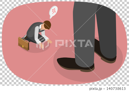 3D Isometric Flat Illustration of Wage Slavery, Businessman Under Giant Feet 3D Isometric Flat Illustration of Wage Slavery, Businessman Under Giant Feet 140738613