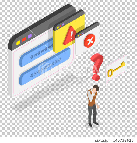 3D Isometric Flat Illustration of Lost Password, Keeping Your Account Safe And Secure 3D Isometric Flat Illustration of Lost Password, Keeping Your Account Safe And Secure 140738620