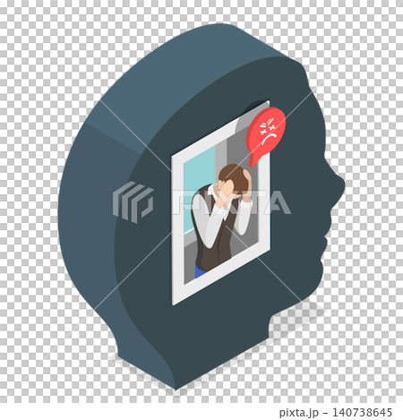 3D Isometric Flat Illustration of Loneliness, Promoting Mental Health Awareness And Understanding Psychological Disorders. 3D Isometric Flat Illustration of Loneliness, Promoting Mental Health Awareness And Understanding Psychological Disorders. 140738645