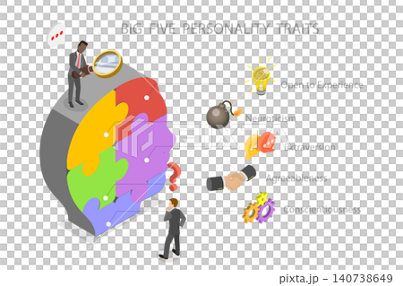 3D Isometric Flat Illustration of Personality Traits, Infographic Template Featuring Big Five Personality Characteristics 3D Isometric Flat Illustration of Personality Traits, Infographic Template Featuring Big Five Personality Characteristics 140738649