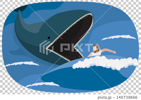 3D Isometric Flat  Illustration of Jonah And Whale, The Bible Story 140738666