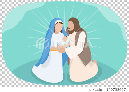 3D Isometric Flat Illustration of Jesus Birth, Biblical Nativity Scene Featuring The Holy Family 3D Isometric Flat Illustration of Jesus Birth, Biblical Nativity Scene Featuring The Holy Family 140738667