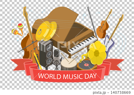 3D Isometric Flat  Illustration of World Music Day, Perfect for Poster, Banner, Music Events 140738669