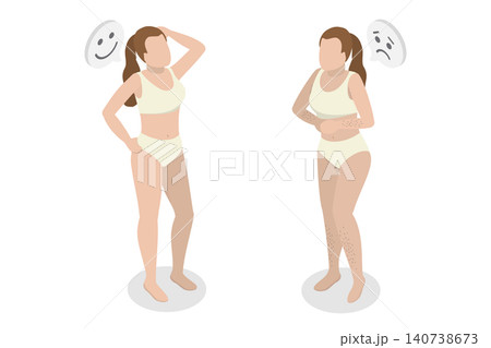 3D Isometric Flat Illustration of Depilation, Young Lady Showcases Post-Salon Depilation And Laser Hair Removal Outcomes. 3D Isometric Flat Illustration of Depilation, Young Lady Showcases Post-Salon Depilation And Laser Hair Removal Outcomes. 140738673