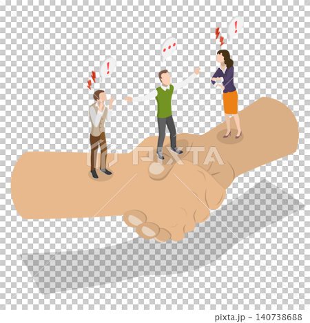 3D Isometric Flat  Illustration of Conflict Mediator, Dispute Resolution And Management 140738688