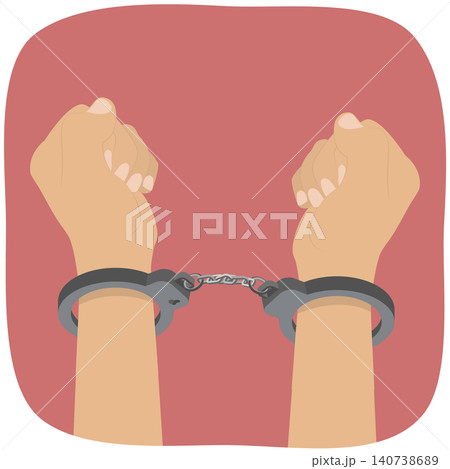 3D Isometric Flat Illustration of Criminal In Handcuffs, Chained, Handcuffed Hands 3D Isometric Flat Illustration of Criminal In Handcuffs, Chained, Handcuffed Hands 140738689