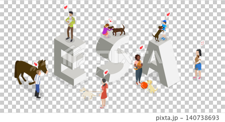 3D Isometric Flat Illustration of ESA, Emotional Support Animal Banner Design 3D Isometric Flat Illustration of ESA, Emotional Support Animal Banner Design 140738693