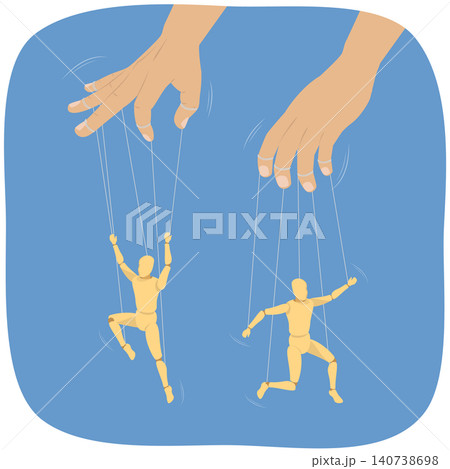 3D Isometric Flat Illustration of Hands With Puppet Strings, External Manipulation 3D Isometric Flat Illustration of Hands With Puppet Strings, External Manipulation 140738698
