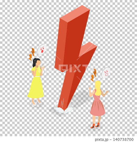 3D Isometric Flat Illustration of Dispute, Furious Couple Engage In Heated Argue 3D Isometric Flat Illustration of Dispute, Furious Couple Engage In Heated Argue 140738700