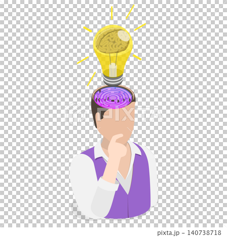 3D Isometric Flat Illustration of Looking For The Solution, Human Head Merged With Labyrinth Representing Creative Thinking And Brainstorming Concept. 3D Isometric Flat Illustration of Looking For The Solution, Human Head Merged With Labyrinth Representing Creative Thinking And Brainstorming Concept. 140738718