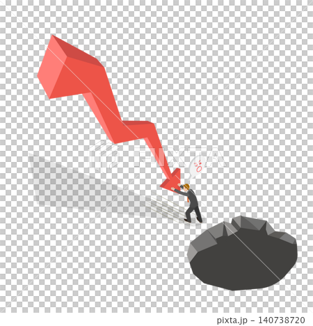 3D Isometric Flat  Illustration of Bankruptcy Or Default, Businessman Falling Into A Hole. 140738720
