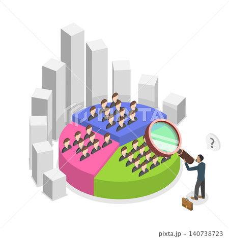 3D Isometric Flat Illustration of Customer Data Analysis, Behavior-Based Market Segmentation For Targeted Marketing Strategies 3D Isometric Flat Illustration of Customer Data Analysis, Behavior-Based Market Segmentation For Targeted Marketing Strategies 140738723