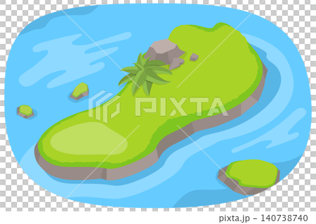 3D Isometric Flat Illustration of Tropical Island, Piece of Land In The Sea 3D Isometric Flat Illustration of Tropical Island, Piece of Land In The Sea 140738740
