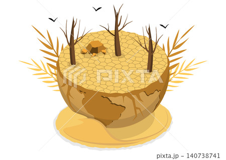 3D Isometric Flat  Illustration of Desertification, Turning Desert Into Fertile Land For World Day 140738741