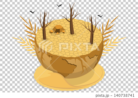 3D Isometric Flat  Illustration of Desertification, Turning Desert Into Fertile Land For World Day 140738741