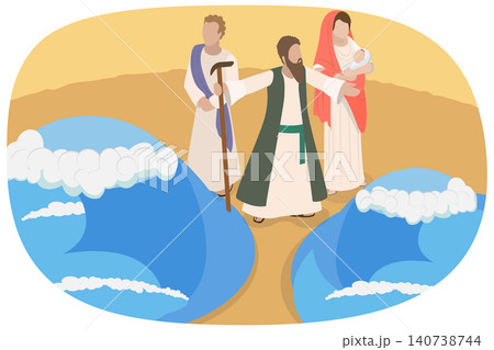 3D Isometric Flat Illustration of Miracle Of Moses , Splitting The Sea In The Bible 3D Isometric Flat Illustration of Miracle Of Moses , Splitting The Sea In The Bible 140738744