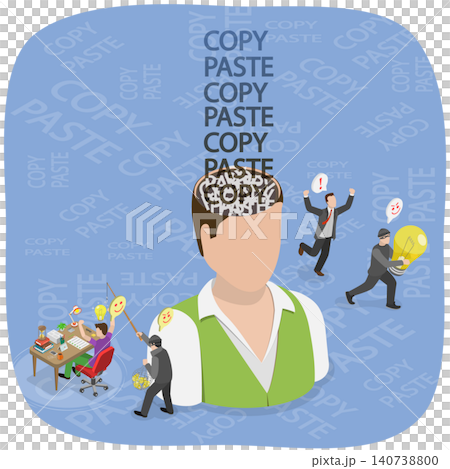 3D Isometric Flat Illustration of Plagiarism, Person Brain Loading With Copy Paste 3D Isometric Flat Illustration of Plagiarism, Person Brain Loading With Copy Paste 140738800