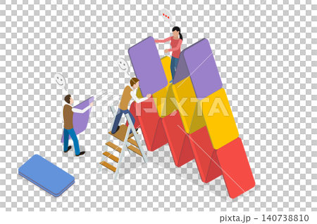 3D Isometric Flat Illustration of Partnership, People Piece Together Puzzles, Team Collaboration 3D Isometric Flat Illustration of Partnership, People Piece Together Puzzles, Team Collaboration 140738810