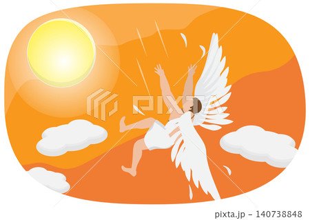 3D Isometric Flat Illustration of Icarus, Greek Mythology, Angel Flying High Towards The Sun 3D Isometric Flat Illustration of Icarus, Greek Mythology, Angel Flying High Towards The Sun 140738848