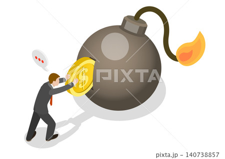 3D Isometric Flat Illustration of Debt Bomb, Paying Off Financial Obligations 3D Isometric Flat Illustration of Debt Bomb, Paying Off Financial Obligations 140738857