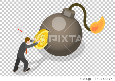 3D Isometric Flat Illustration of Debt Bomb, Paying Off Financial Obligations 3D Isometric Flat Illustration of Debt Bomb, Paying Off Financial Obligations 140738857