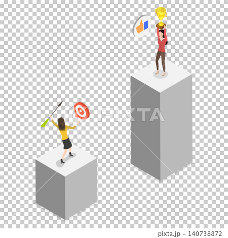 3D Isometric Flat  Illustration of Jealousy, Success And Failure In Business 140738872