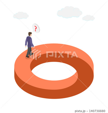 3D Isometric Flat Illustration of Impossible Path, Man Walking On Unbelievable Shape Structure. 3D Isometric Flat Illustration of Impossible Path, Man Walking On Unbelievable Shape Structure. 140738880