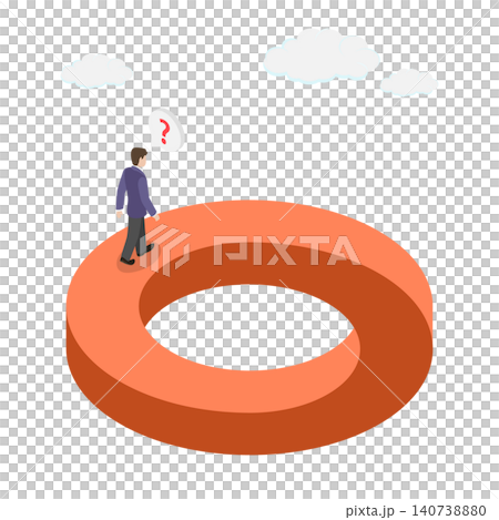 3D Isometric Flat Illustration of Impossible Path, Man Walking On Unbelievable Shape Structure. 3D Isometric Flat Illustration of Impossible Path, Man Walking On Unbelievable Shape Structure. 140738880