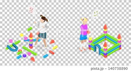 3D Isometric Flat Illustration of Good And Bad Behaviour, Positive And Negative Actions Exhibited By A Young Kid 3D Isometric Flat Illustration of Good And Bad Behaviour, Positive And Negative Actions Exhibited By A Young Kid 140738890