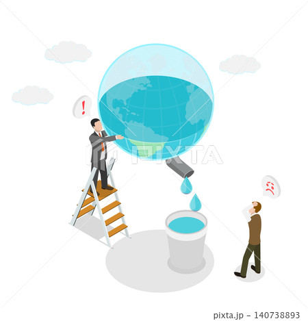 3D Isometric Flat  Illustration of Global Water Crisis, Poster campaign 140738893