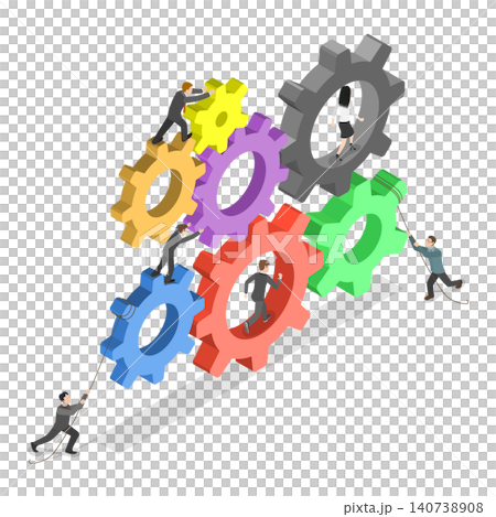 3D Isometric Flat  Illustration of Team Work, Collaborates To Propel Business Forward 140738908