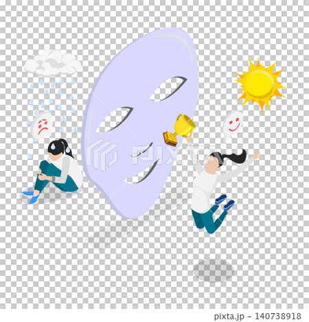 3D Isometric Flat Illustration of Worry And Anxiety, Feeling Like A Fraud 3D Isometric Flat Illustration of Worry And Anxiety, Feeling Like A Fraud 140738918