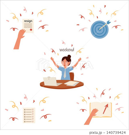 Vector illustration of small personal victories that people celebrate. Marking the moment, taking a decisive step in your life 140739424