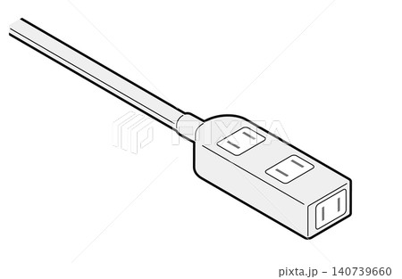 延長コード・電源タップのアイソメトリックイラスト(主線あり) 延長コード・電源タップのアイソメトリックイラスト(主線あり) 140739660