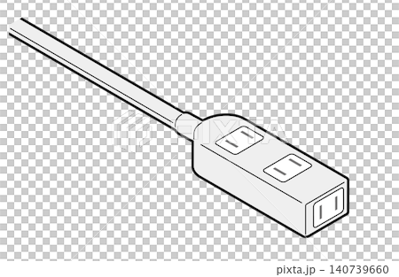 延長コード・電源タップのアイソメトリックイラスト(主線あり) 延長コード・電源タップのアイソメトリックイラスト(主線あり) 140739660