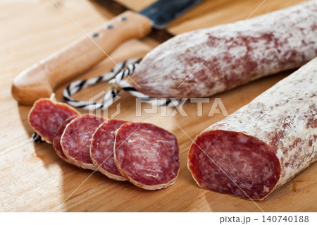 Sliced dry cured sausage Llonganissa Sliced dry cured sausage Llonganissa 140740188