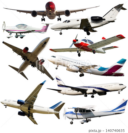 Collage of different civil airplanes Collage of different civil airplanes 140740635